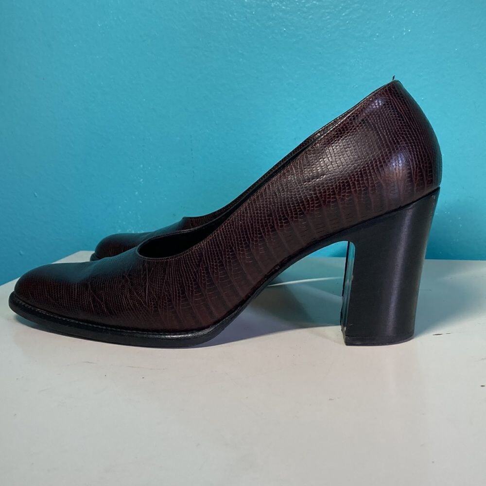 Robert Clergerie Paris Womens Size 9 Dark Brown Textured Leather Heels Vintage
